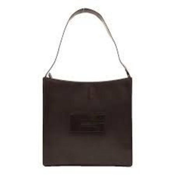 Gucci G Logo Glazed Leather Shoulder Bag Brown Minimalist Old Money Aesthetic - Picture 1 of 14